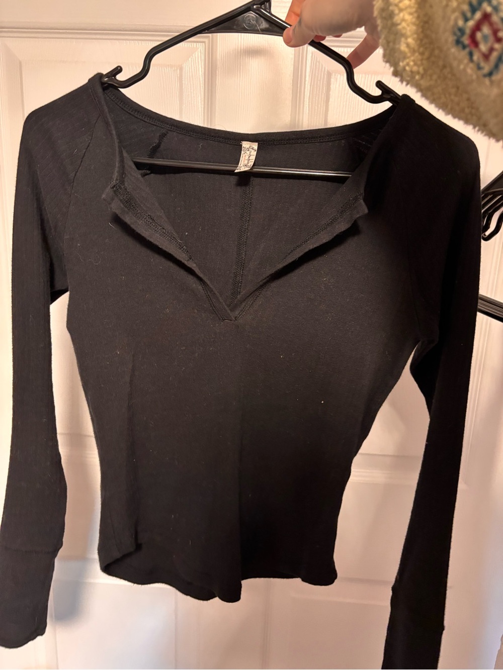 Free people Black Women’s Long Sleeve V-Neck Top